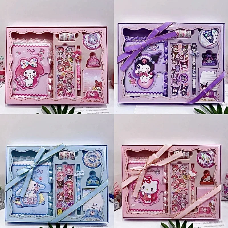 

Kawaii Hello Kitty Stationery Gift Set Cute Cartoon Badge Color Page Notebook Learning Office Supplies Student Gift Wholesale