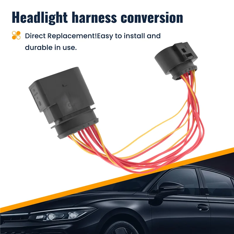 A11m-car hid xenon farol 10 a 14 pinos conector adaptador para 1j0973835 1j0973737 acessórios do carro