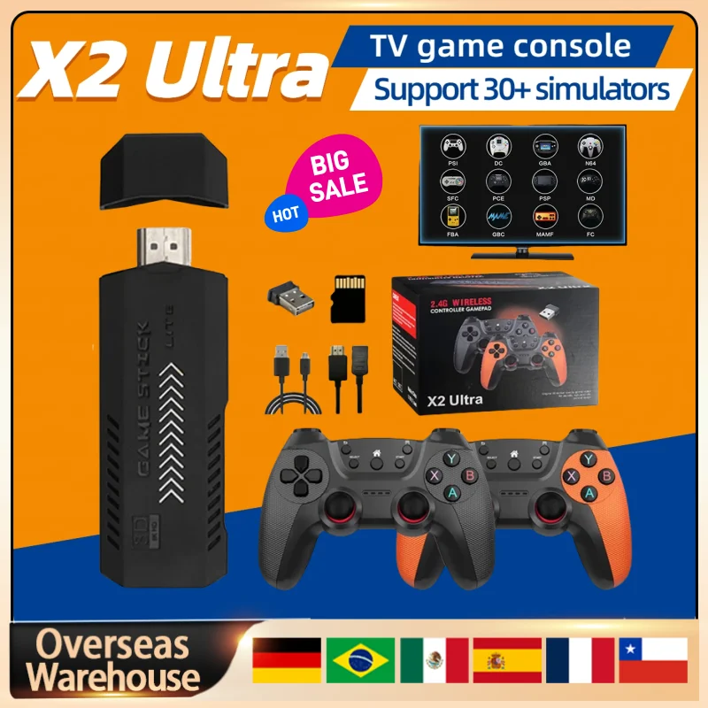 

X2 Ultra Retro Video Game Console 3D HD 4K Game Stick Wireless Controller TV Game Play Retro Games Stick Christmas Boy Gift