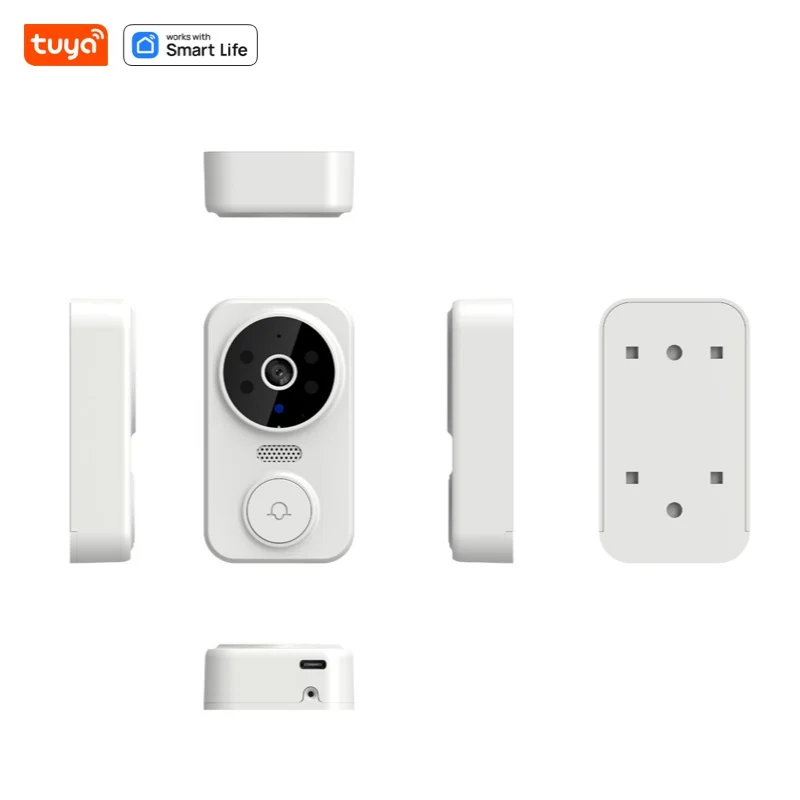 2023 New (Build-in Battery) With Camera, Tuya Smart Life Mini Wireless Video Doorbell, With Camera, Wide Angle Smart Visual