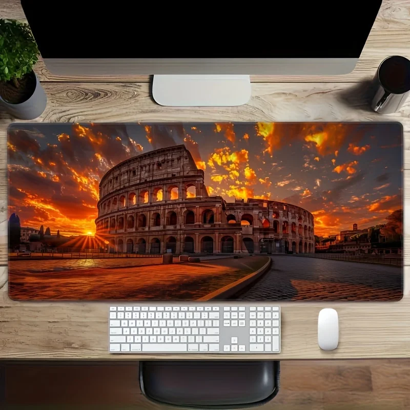 Colosseum Sunset Extended Mouse Pad Non-Slip Rubber Desk Mat for Gaming and Office