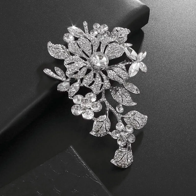 Luxurious and Exquisite Zircon-Encrusted Plant Rose Brooch for Women Elegant Party Clothing Brooch Jewelry Accessories Gift