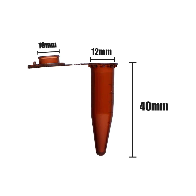 500pcs 1.5ml Container for Laboratory Sample Specimen Storage Bottles Micro Brown Test Tube Centrifuge Vial Snap Cap
