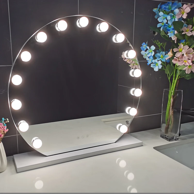 Espejo de maquillaje con bombillas Led Hollywood para el hogar, gran escritorio personalizado de buena calidad con luces