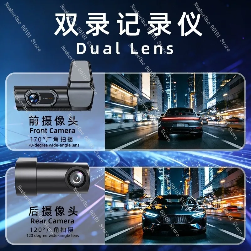4K Car Dash Cam Front and Rear Dual Lens Night Vision Loop Recording Parking Monitor Wide Angle Driving Recorder
