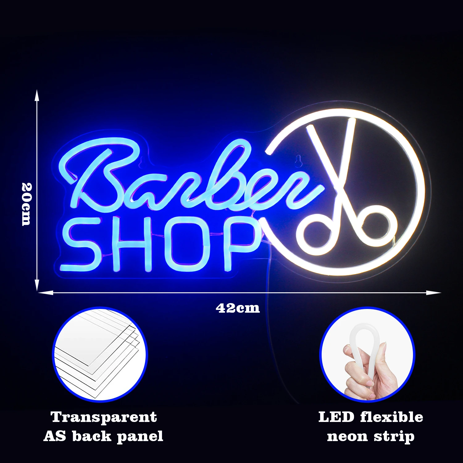 Barbershop LED Neon Sign Lights Hair Salon Acrylic Shop Wall Hanging Night Light USB Powered Colour Neon Lights