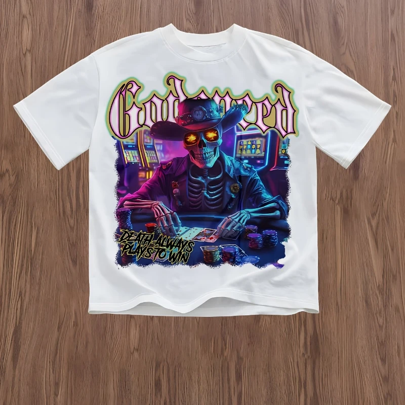 الصيف الأكثر مبيعا الأمريكية Godspeed الموت دائما يلعب تي شيرت رجالي بأكمام قصيرة مع تصميمات أنماط مطبوعة مختلفة