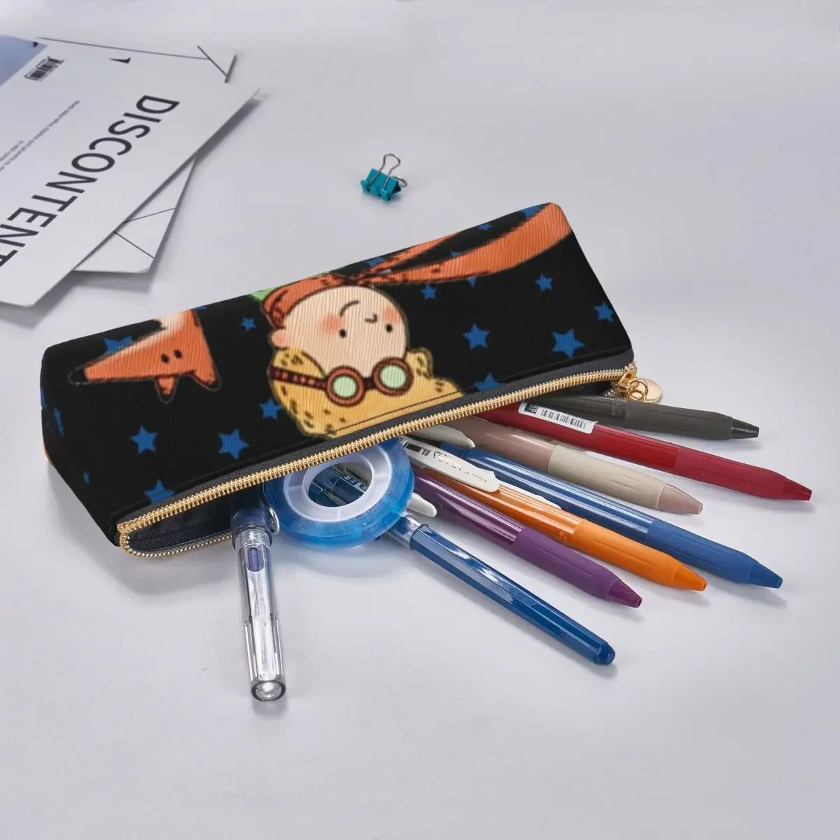 The Little Prince astuccio a triangolo s e Fox Print Retro Zipper Box custodia per penna in pelle per adolescenti