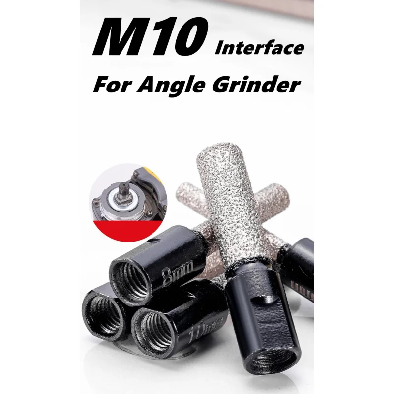 M10 Vaccum Brazed Milling Cutter 6/8/10/12mm Hole Saw Angle Grinder Brazed Core Drill Bit for Ceramic Granite Marble Stone Tile
