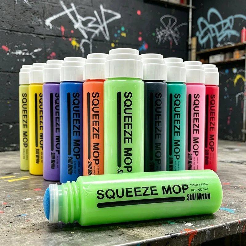Paint Marker Graffiti Pen Round Soft Tip Oil‑Based Refillable Reusable 18mm Flow Pen for Signature DIY Graffiti Craft