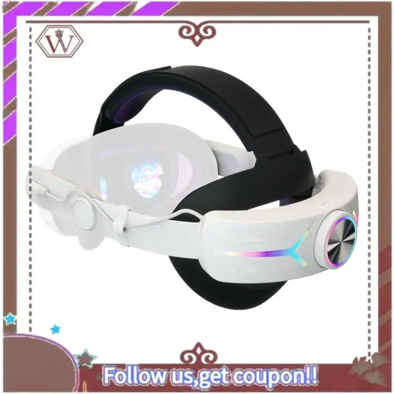 Ремешок на голову ABBG-Elite с RGB-подсветкой для Meta Quest 3, детали VR + аккумулятор 8000 мАч, удобный ремешок на голову, белый для киберспорта