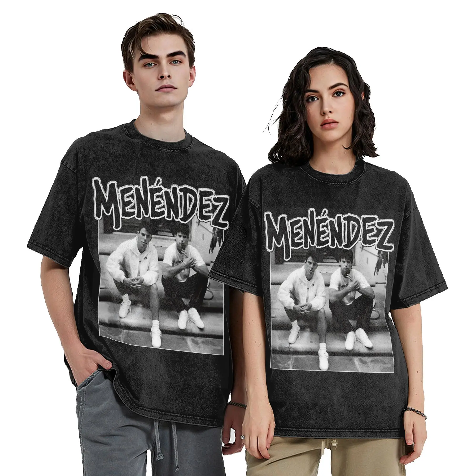 Vintage Free The Menendez Brothers Merch T-Shirts for Men Women  Washed Cotton Tee Shirt Clothing