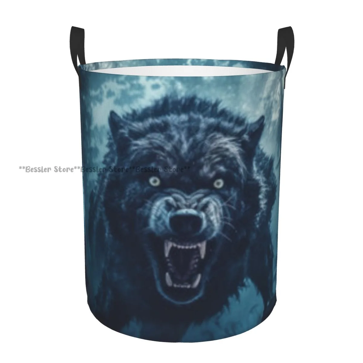 Dirty Laundry Basket Wolf Walking Through Forest Folding Clothing Storage Bucket Home Waterproof Organizer