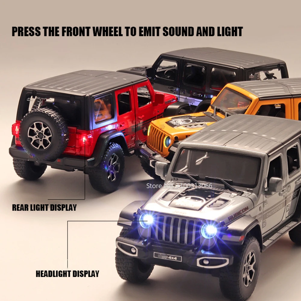 1:22 Scale Cars Wrangler Car Model Toy Alloy Diecasts Vehicle Off-Road Model with Light Sound Car for Child Birthday Gifts