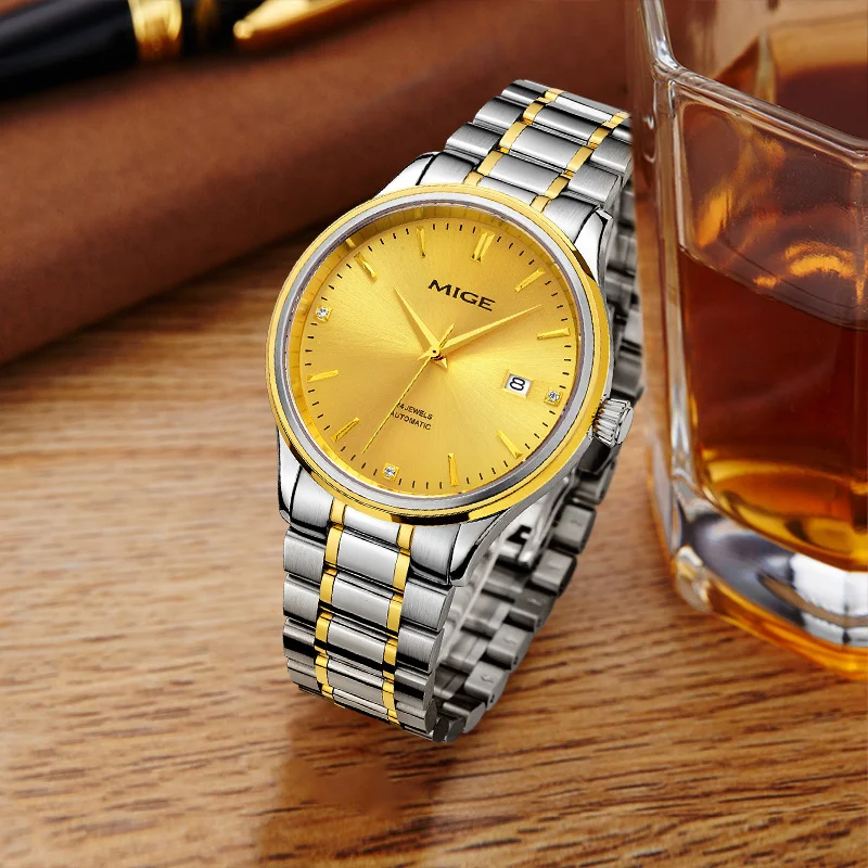 

MIGE Original MIYOTA Men's Watches Mechanical Automatic Watch Waterproof Luxury Luminous Calendar Wristwatch Stainless Steel