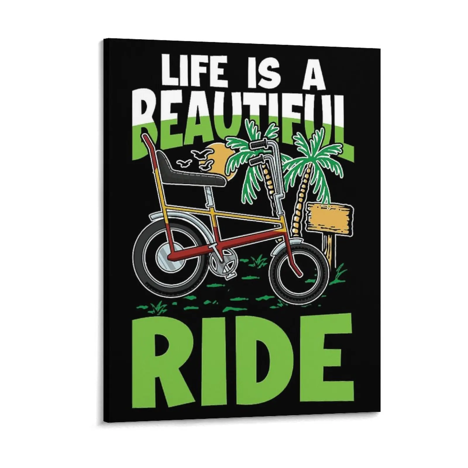 

Retro Bicycle Vintage 70s Banana Seat Bike Raleigh Chopper 1 Golden Yellow Canvas Painting Mural Iron Framed Wall Paintings