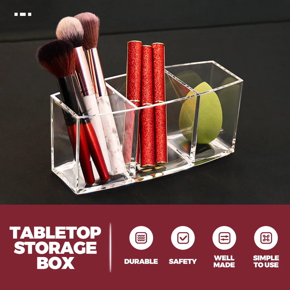 

Makeup Brush ganizer Clear Plastic Storage Box Desktop Dresser High Quality Cosmetics Holder Long Life Transparent Design Easy