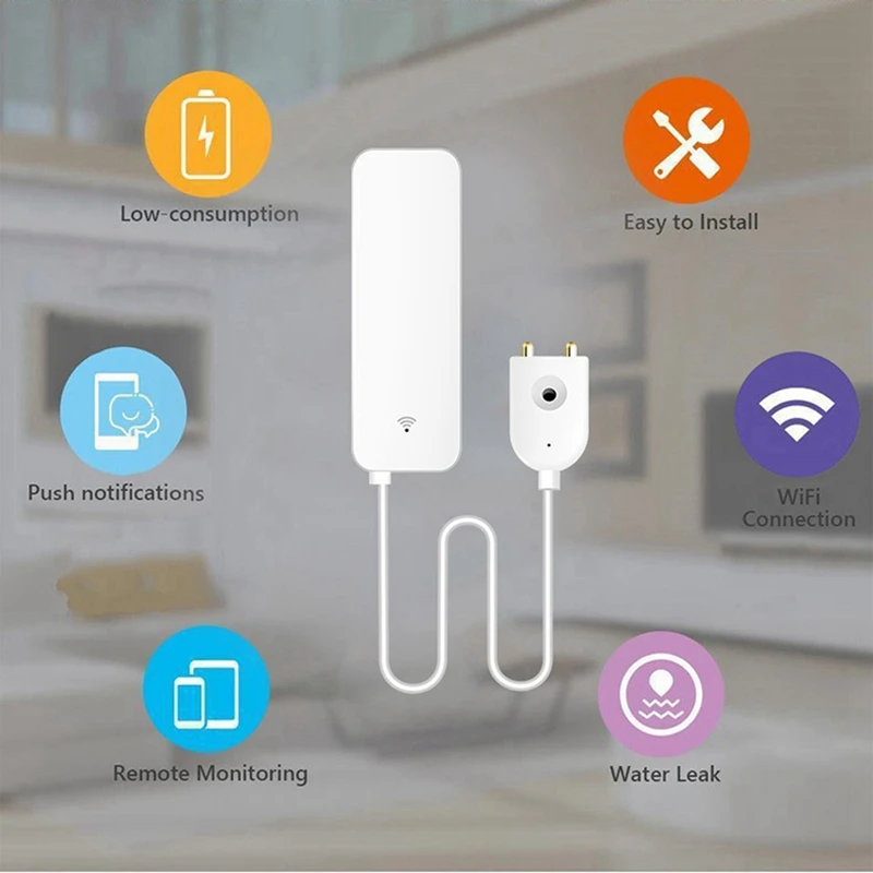 XTECH Tuya Zigbee Smart Water Leak Sensor Water Overflow Level Detector Security Alarm System Flood Leakage Sensor