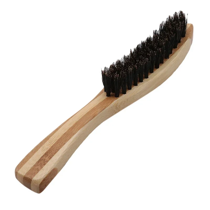 17*2cm Men Boar Hair Bristle Beard Brush Shaving Comb Face Massage Handmade Yellow Mustache Brush Care