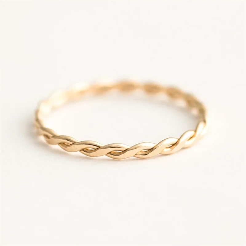 Braided Ring 14K gold filled Knuckle Ring Boho Gold Jewelry Anillos Mujer Minimalistic Stacking Bohemian Ring for Women