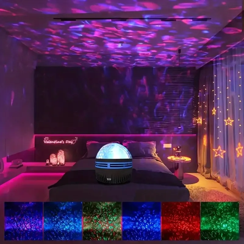 دوامة ستار مصباح إسقاط ديناميكي حفلة سيارة الداخلية تموج الماء كشاف ضوء غرفة نوم ديكور جو ضوء الليل