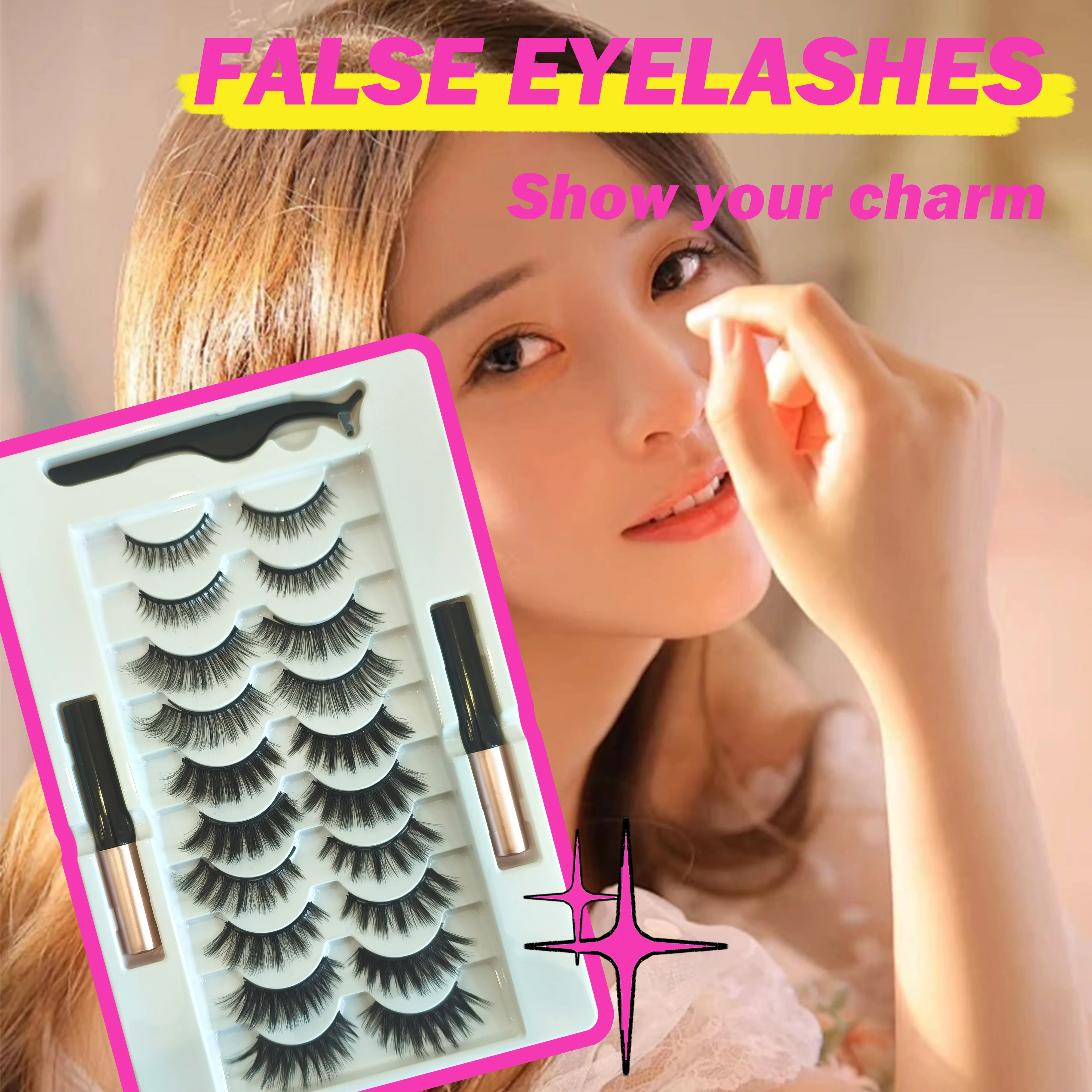 10 Pairs Mixed Pair Magnetic False Eyelash No Glue Set Magnet Eyelash Magnetic Natural Thick Simulation Eyelash