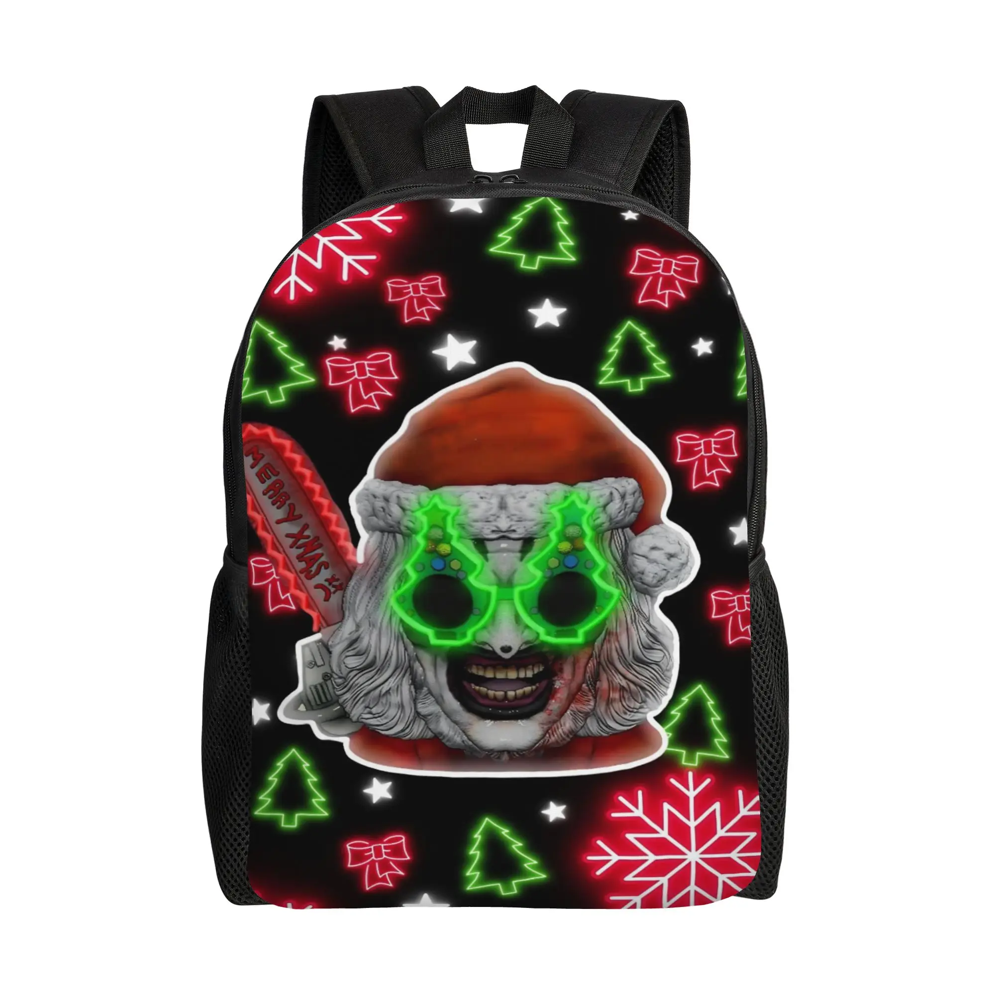 Terrifier Christmas Backpack for Men Women Cool Student Hiking Travel Daypack Horror Movie Laptop Shoulder Bag Durable