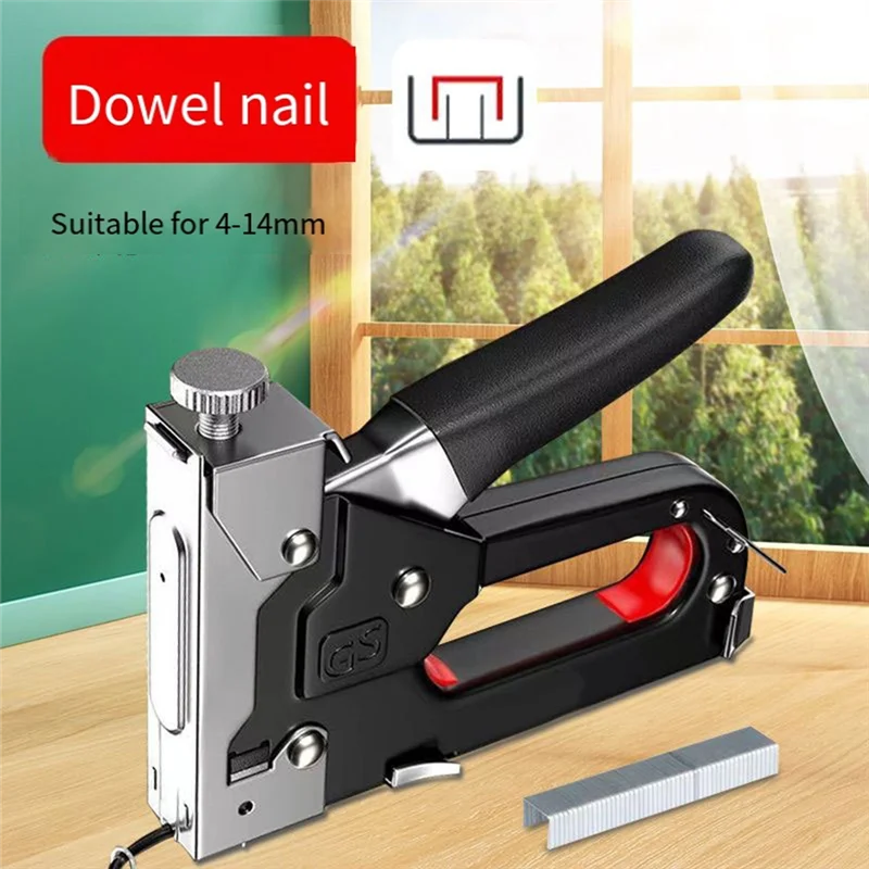 

YFYS 4 In 1 Manual Nailing Gun Construction Stapler Heavy Duty Staple Guns Air Nail Woodworking With 800 Home Carpentry Tools