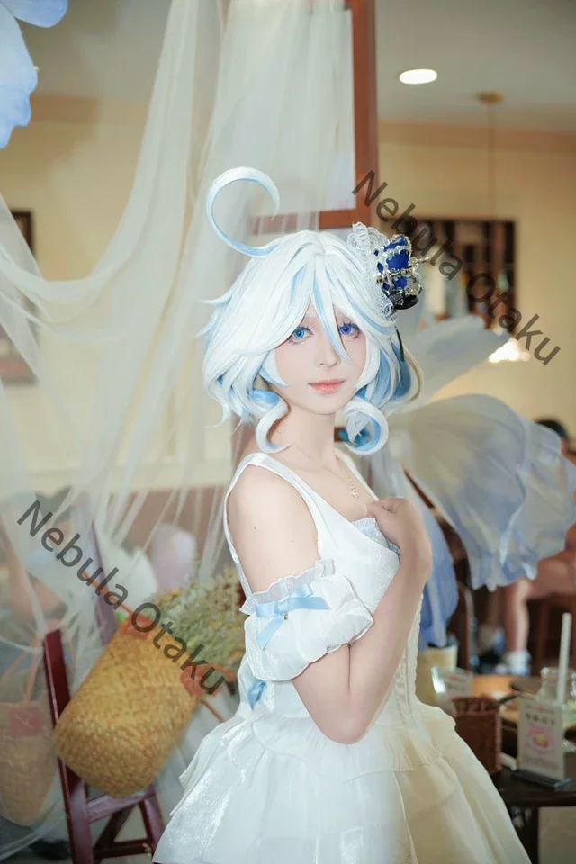 Genshin Impact Furina Focalors Fishbone Halter Dress Costume Cosplay Costumes Official Legal Copy Exquisite Souvenir Gifts Anime