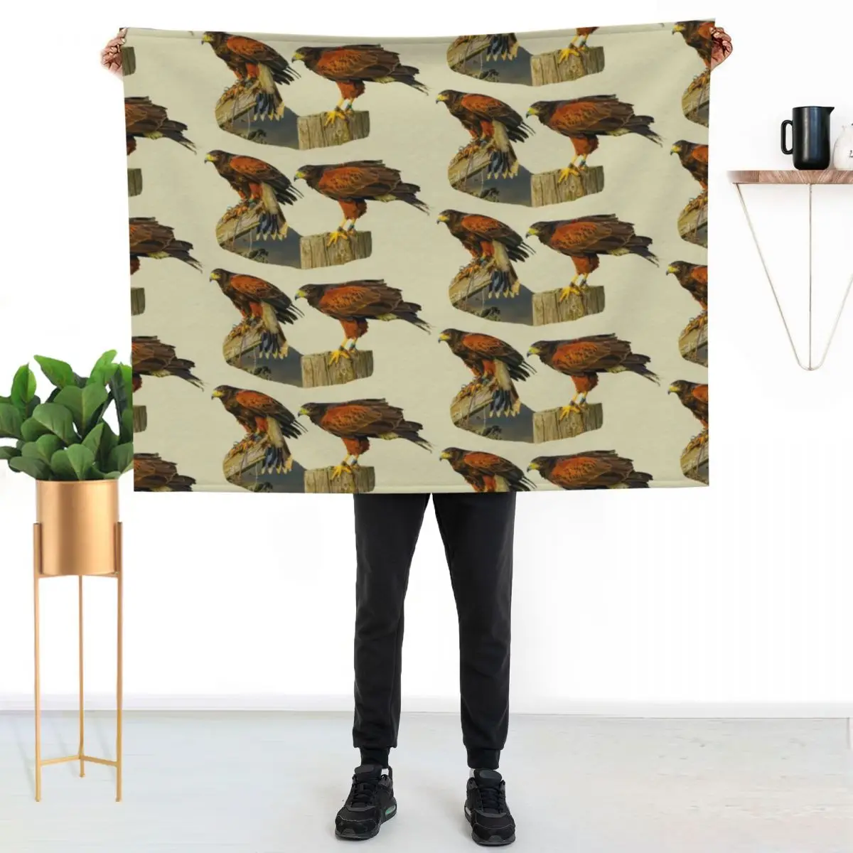 Pair of Harris Hawks awaiting prey Throw Blanket Luxury Brand Hairy Kid'S Bed covers For Baby Blankets