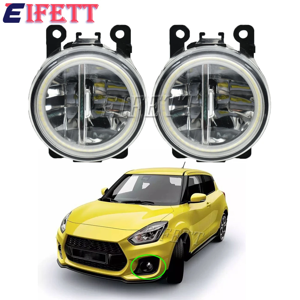 2 X Angel Eye Fog Light For Suzuki Swift 2005 - 2016 2017 2018 Auto LED DRL Daytime Running Light Car Fog Lamp Foglight