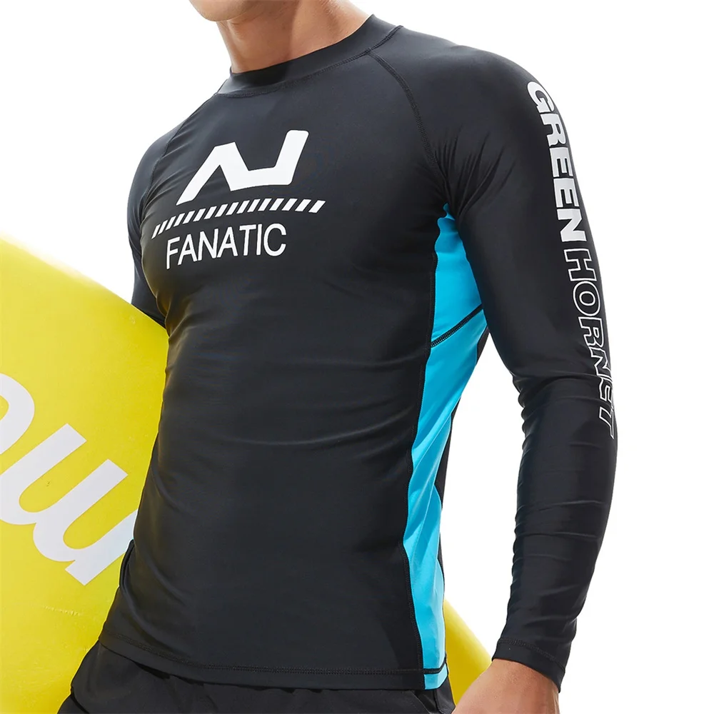 

Men Long Sleeve Surf Swimming T-shirt Beach Wear Swimwear Rash Guard Surfing Swimsuit Quick Dry Compression Surf Shirt Rashguard