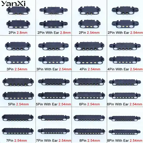 YanXi 1Set Magnetic Pogo Pin Connector 2/3/4/5/6/7/8Pin Male Female Spacing 2.54mm/2.80mm Spring Loaded DC Power Socket