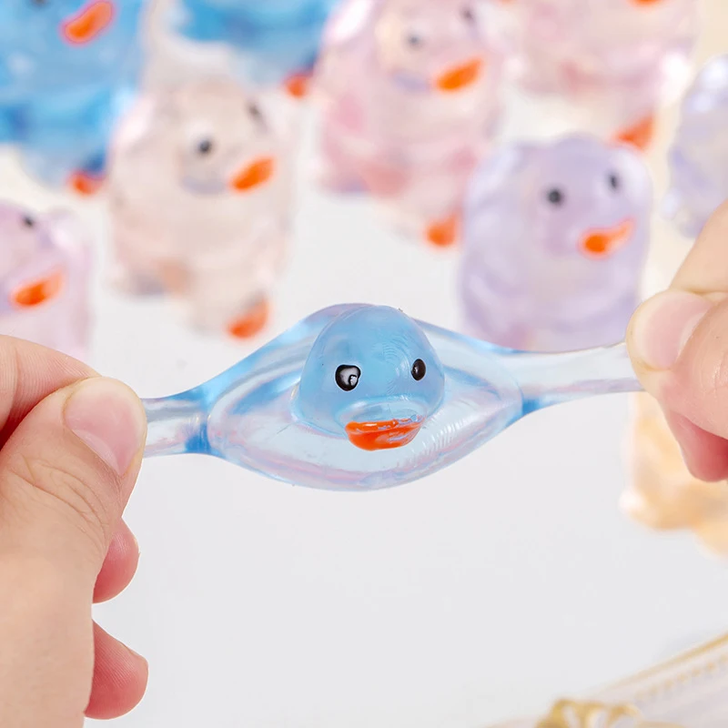 5 stks/zak Kristal Eend Sticky TPR Siliconen Zintuiglijke Speelgoed Mini Transparante Eend Stress Pinch Squeeze Speelgoed Nieuwe Fidget Speelgoed Geschenken