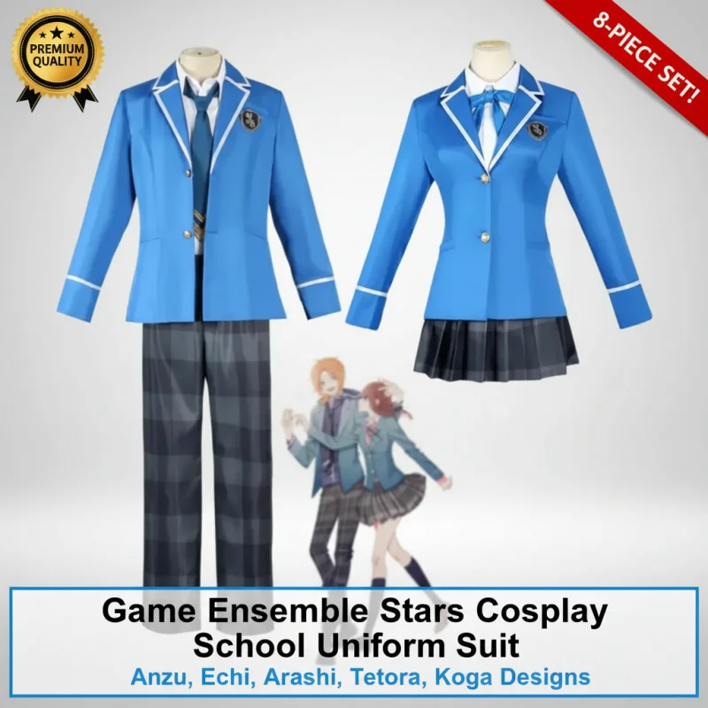 ☆SunlCos Ensemble Stars Cosplay Costume Anzu Tenshouin Eichi Narukami Arashi Nagumo Tetora Ogami Koga Anime School Uniform Suit☆