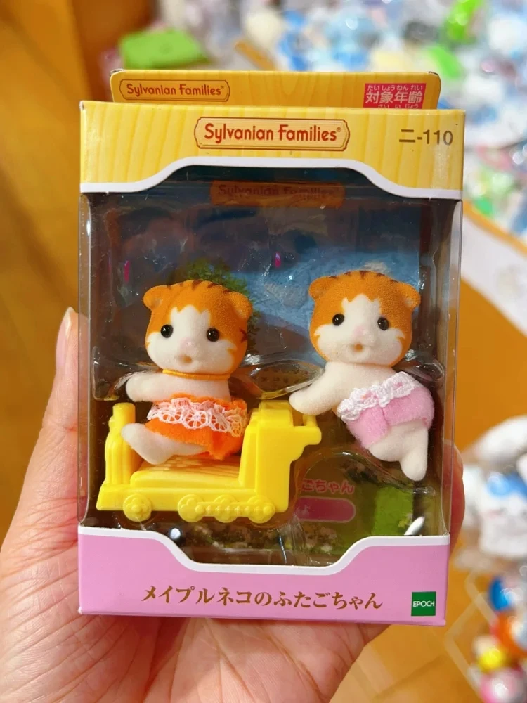 Caliente nuevo patrón Sylvanian familias Anime Mini bebé Serie arce gato gemelos figuras flocado muñeca niña juguete regalo de Navidad regalos de cumpleaños