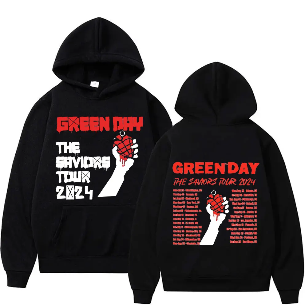 

Punk Band Green Day American Idiot The Saviors Tour 2024 Hoodie Men Vintage Gothic Rock Sweatshirt Male Casual Oversized Hoodies