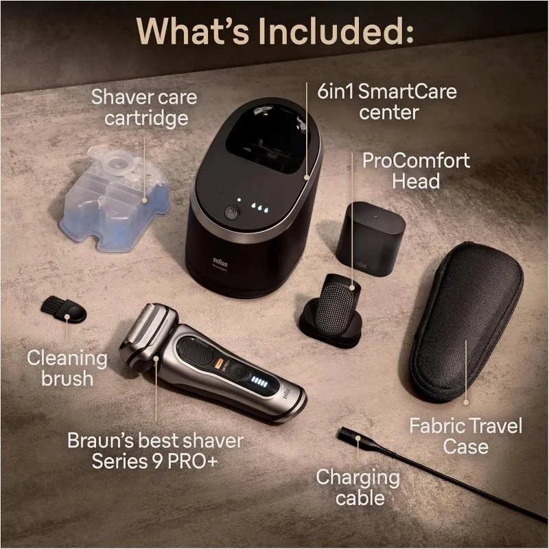 Braun Series 9 PRO+ Electric Razor for Men, 5Pro Shaving Elements and Shave-Preparing ProComfort Head for Closeness&Skin Comfort