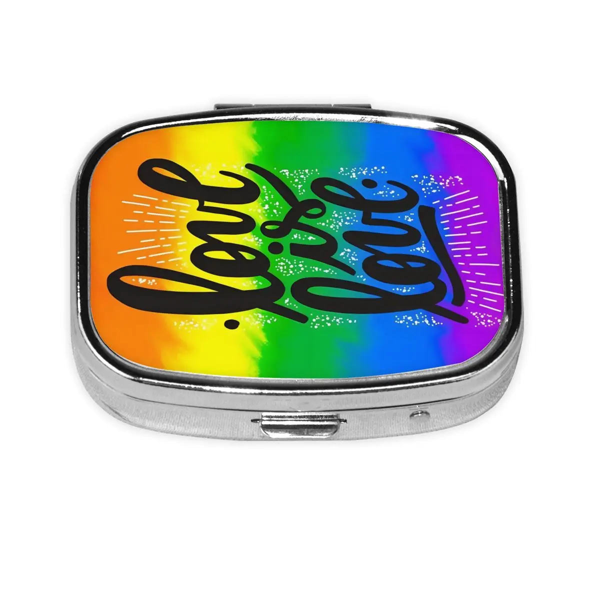 

Gay Pride LGBT Pill Box 2 Grids Pills Dispenser Rainbow Pride Vertical Stripes Portable Travel Medicine Storage Box Container