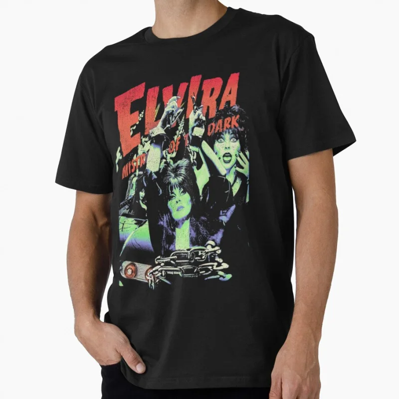 

Elvira mistress of the dark 80s horror Vintage Movies Scary Halloween gift T shirt for man Large size Tops 100% cotton clothes