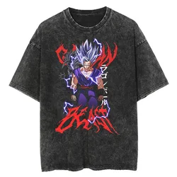 2024 Men Washed Tshirt Fashion Vintage Japanese Anime Dragon Ball Print Oversize T-Shirt Streetwear Hip Hop Harajuku Cotton Tees