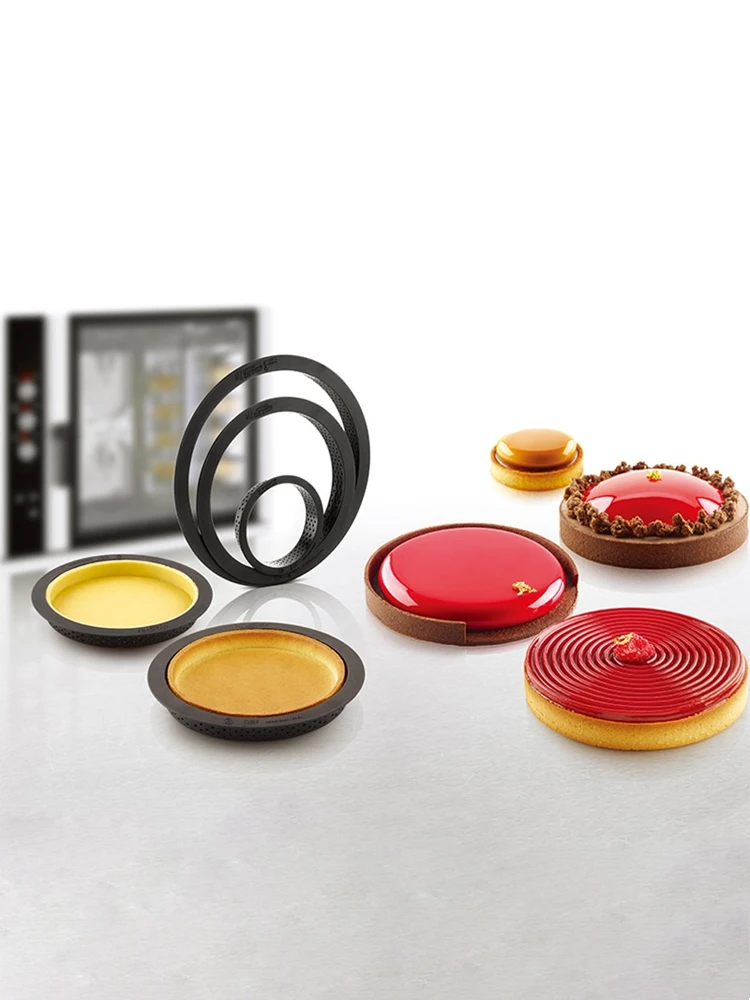 Tres moldes para hornear Silikomart, redondos y rectangulares, utensilios de cocina para repostería transpirables, estilo chi...