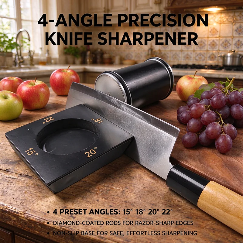 Kitchen Knife Sharpener Kit, Rolling Multi-Angle Sharpening Tool with 15 18 20 22 Degree Angles for Home Kitchen Use