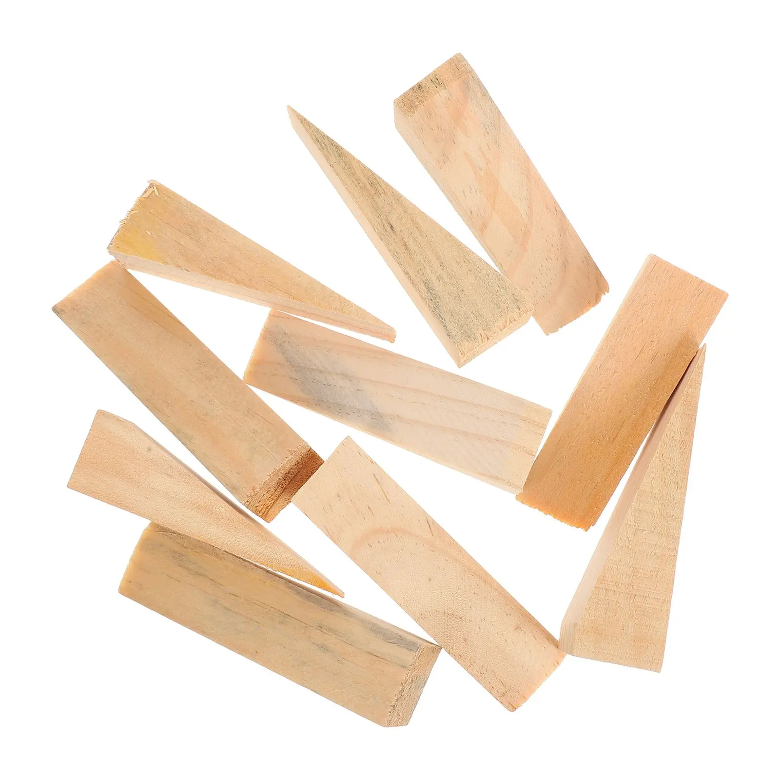 10 Pcs Wooden Wedge Door Stop Anti-collision Protector Chock Stopper Security Triangle