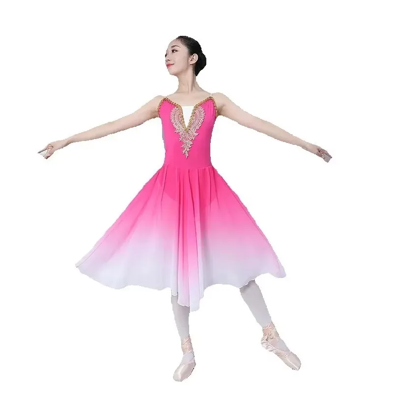 

Women Gradient color high quality Long Adult Children Ballet Tutu Dress Party Practice Skirts Clothes Fashion Dance Costumes