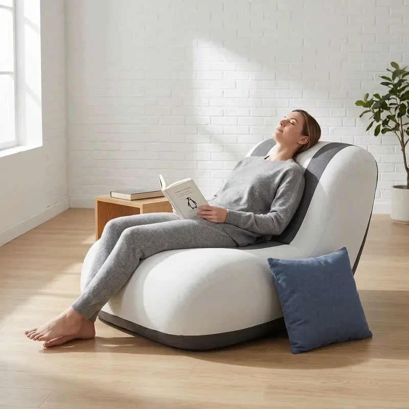 Modern Reclining Compressive Sofa in Box Boneless Indoor Couch Frame Lazy Bean Bag Fast Expanding Reading Nook Single Seat