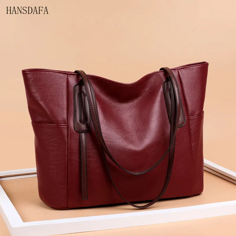 High Quality Soft Leather Women Handbags Vintage Luxury Female Shoulder Bag Designer Tote Sac High Capacity Female Crossbody Bag