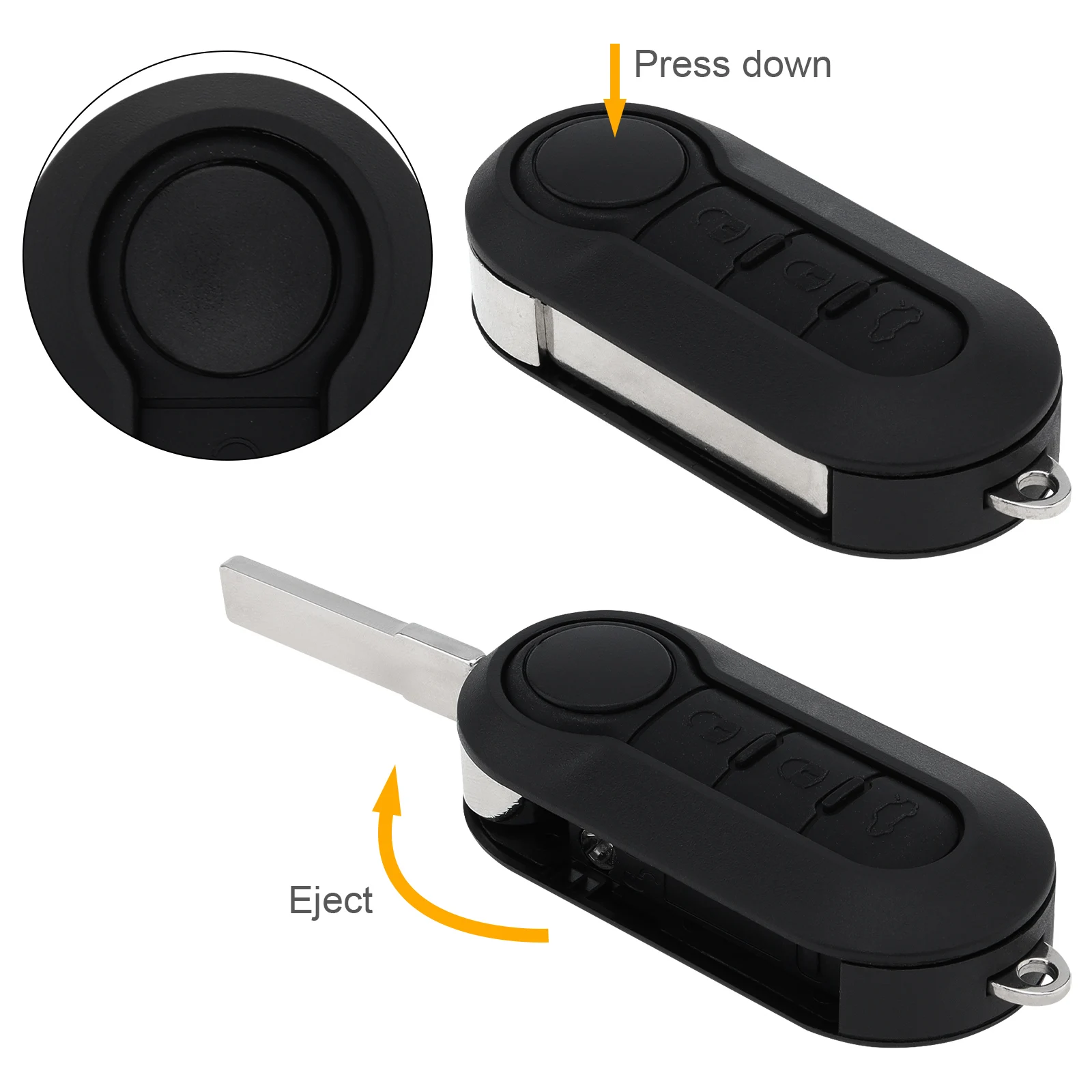 3 Buttons Car Remote Key Fob Case Shell Fit for FIAT 500L MPV Bravo Ducato Marelli System 433Mhz ID46 Chip SIP22 Blade Key Cover