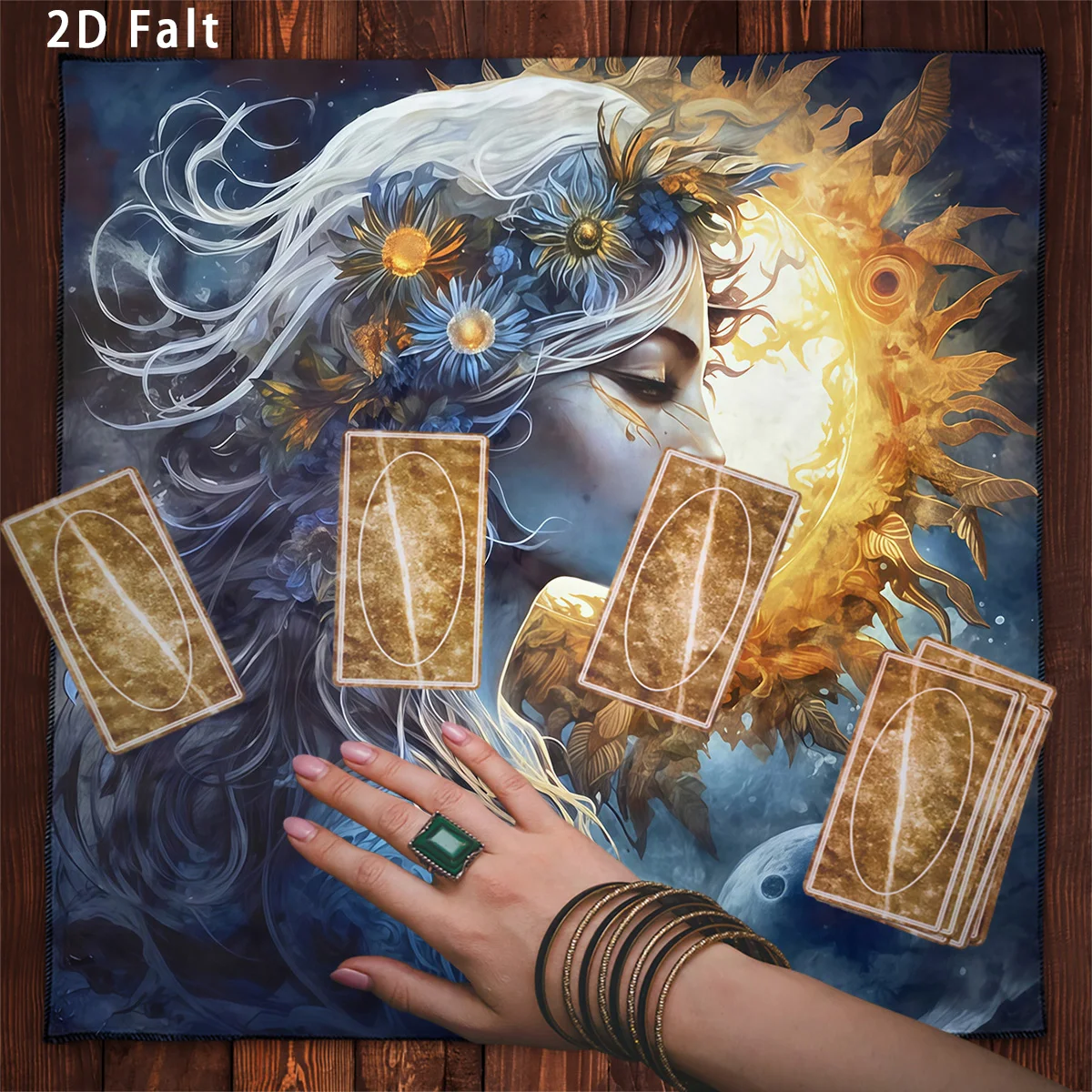 Mystic Goddess Moon Phase Tarot Tablecloth Altar Cloth Tarot Tapestry Floral Vine Tower Board Game Mat Game Card Pad Wall Rug