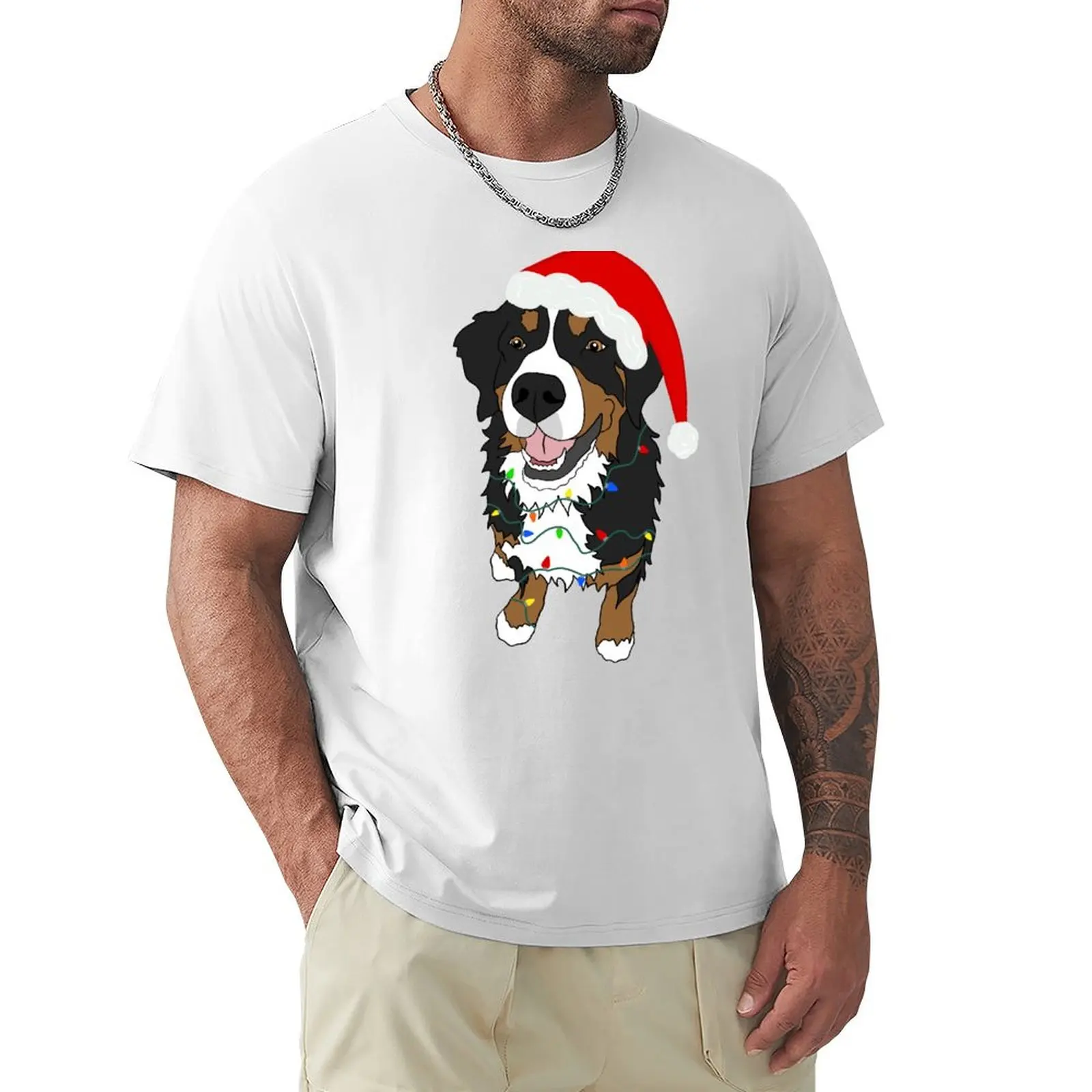 Christmas Bernese Mountain Dog T-Shirt customs quick drying mens cotton t shirts